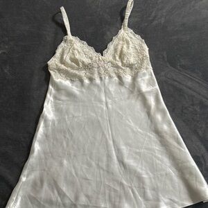 Oscar de la Renta Cream/White Lace Women's Babydoll Chemise Y2K